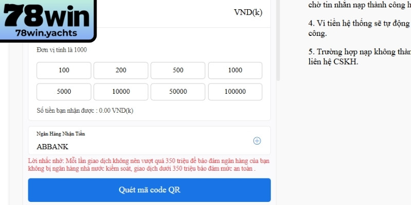 Nạp Rút Tiền 78win 3 Hướng dẫn thực hiện các bước giao dịch đơn giản và nhanh